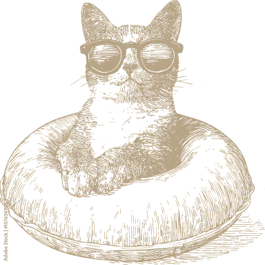 cat swimming pool buoy brown design